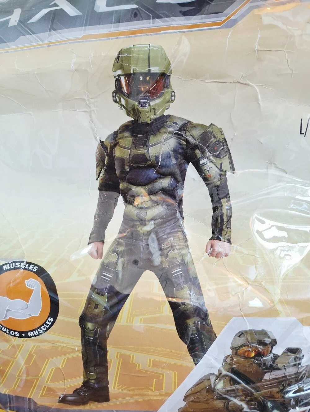 Halo Master Chief Muscle Costume w/ Helmet Boys Size L (10-12)